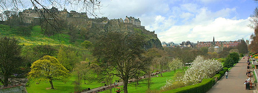 View of Princes Street gardens and Edinburgh Castle